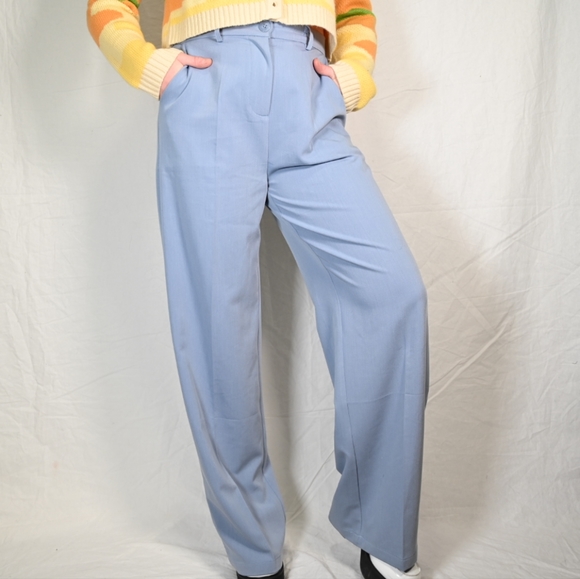 Motel Rocks Abba Blue Wide Leg Trousers - Picture 3 of 4